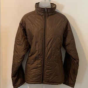 White Sierra Brown Flower Winter Coat Jacket